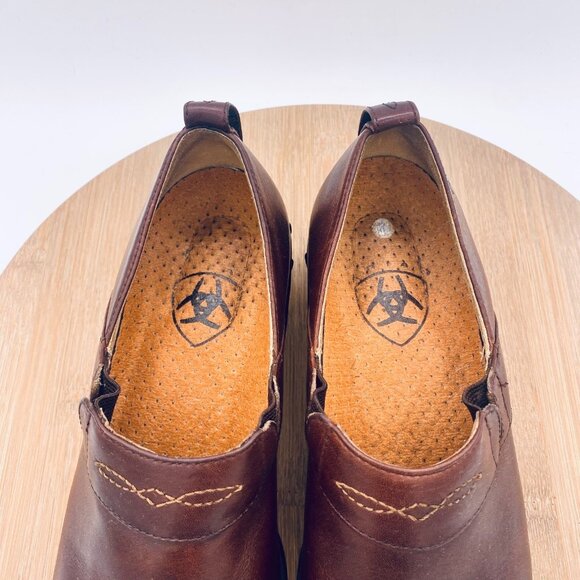 Ariat Shoes Womens 6 36 Brown Leather Slip On Paddock Clogs Western - Picture 4 of 12